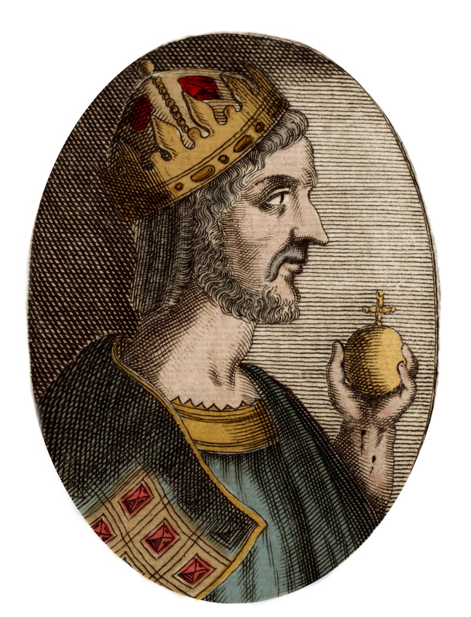 Justinianus I:n muotokuva - Justinianus I:n (Suuri) (Flavius Petrus Sabbatius Justinianus) (482-565), itäisen Rooman keisari, muotokuva tekijältä Artist Unknown