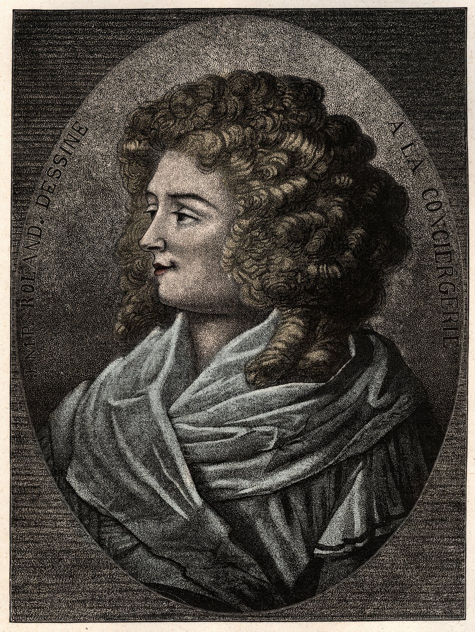 Muotokuva Manon (Jeanne Marie) Roland Philipon dite Madame Roland (1754-1793) a la Concierge, Ranskan vallankumouksen aikainen girondistiryhmän jäsen - tekijältä Artist Unknown
