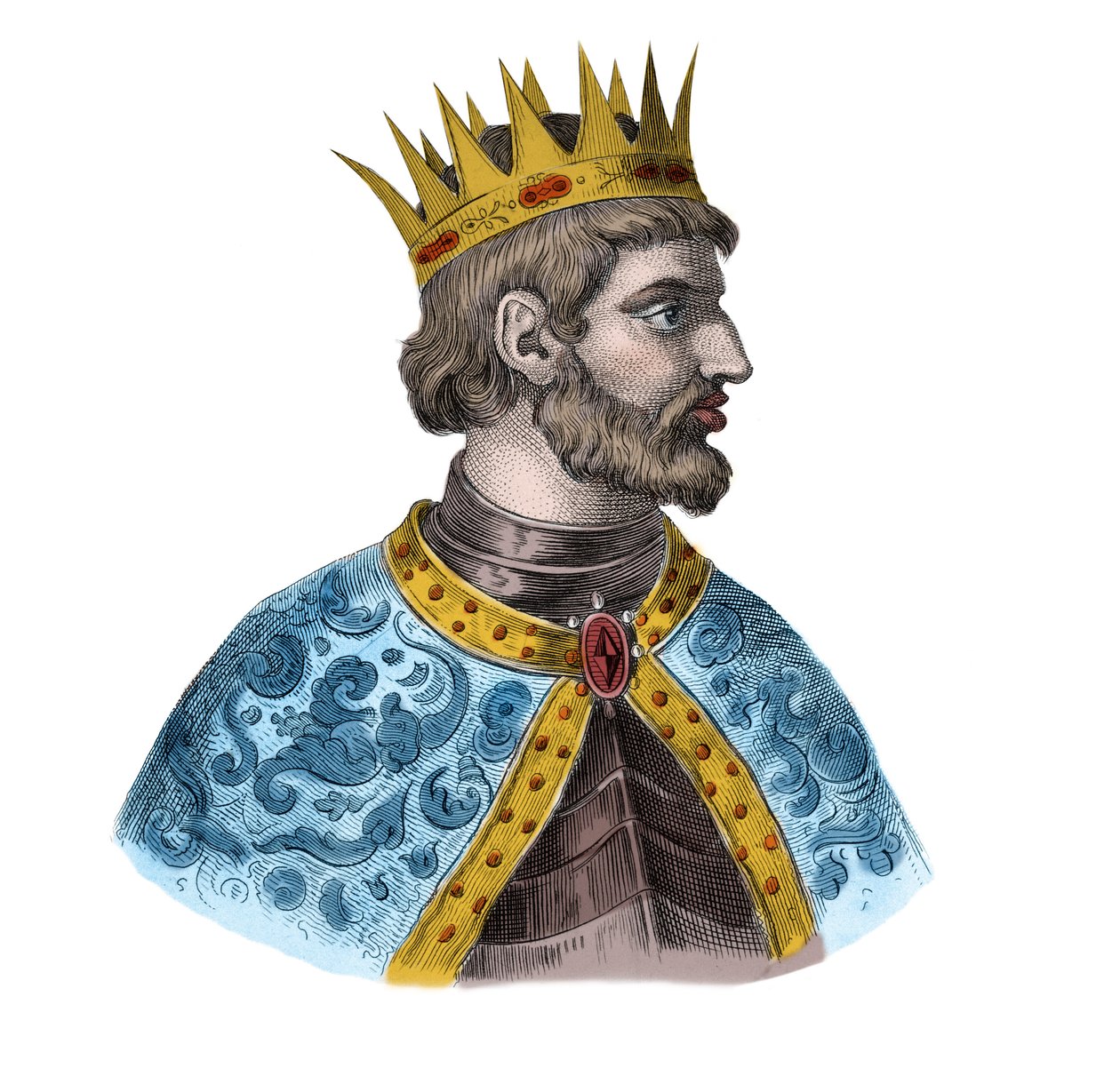 Muotokuva Saksan Rudolf I:stä, roomalaisten kuninkaasta (kaiverrus) tekijältä Artist Unknown