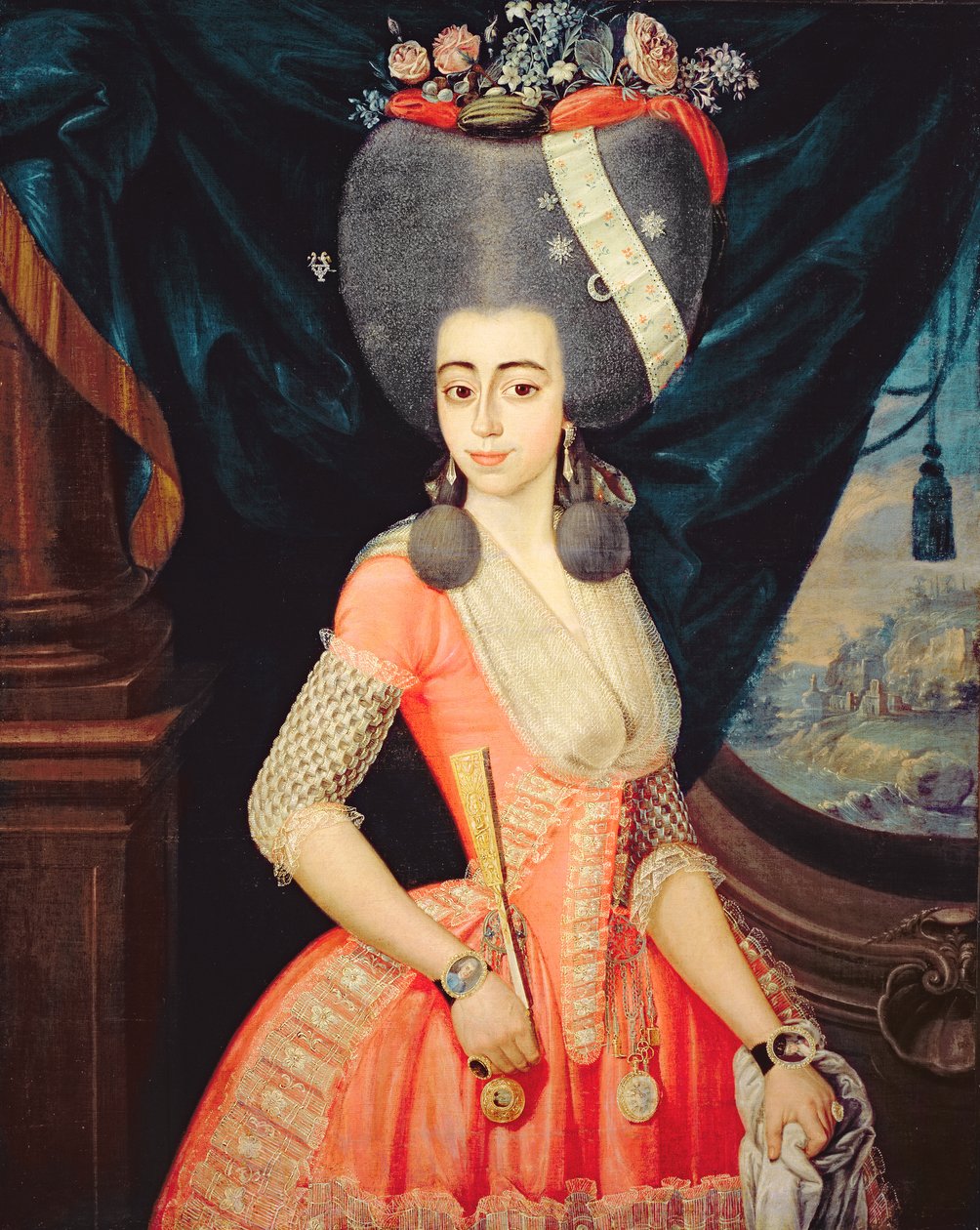 Muotokuva elegantista naisesta, noin 1790 (öljy kankaalle) tekijältä Artist Unknown
