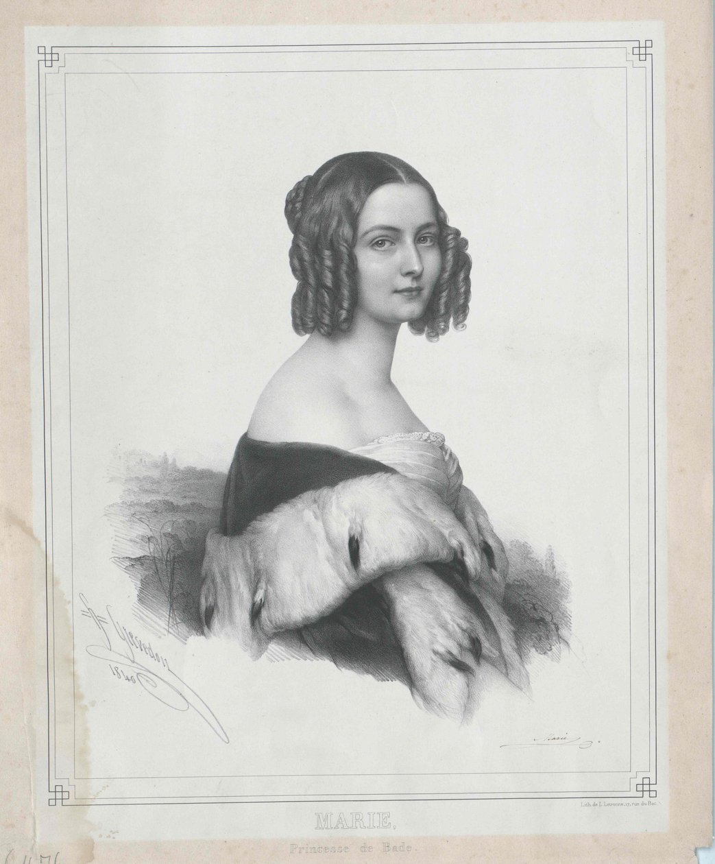 Badenin prinsessa Marie (painettu) tekijältä Artist Unknown