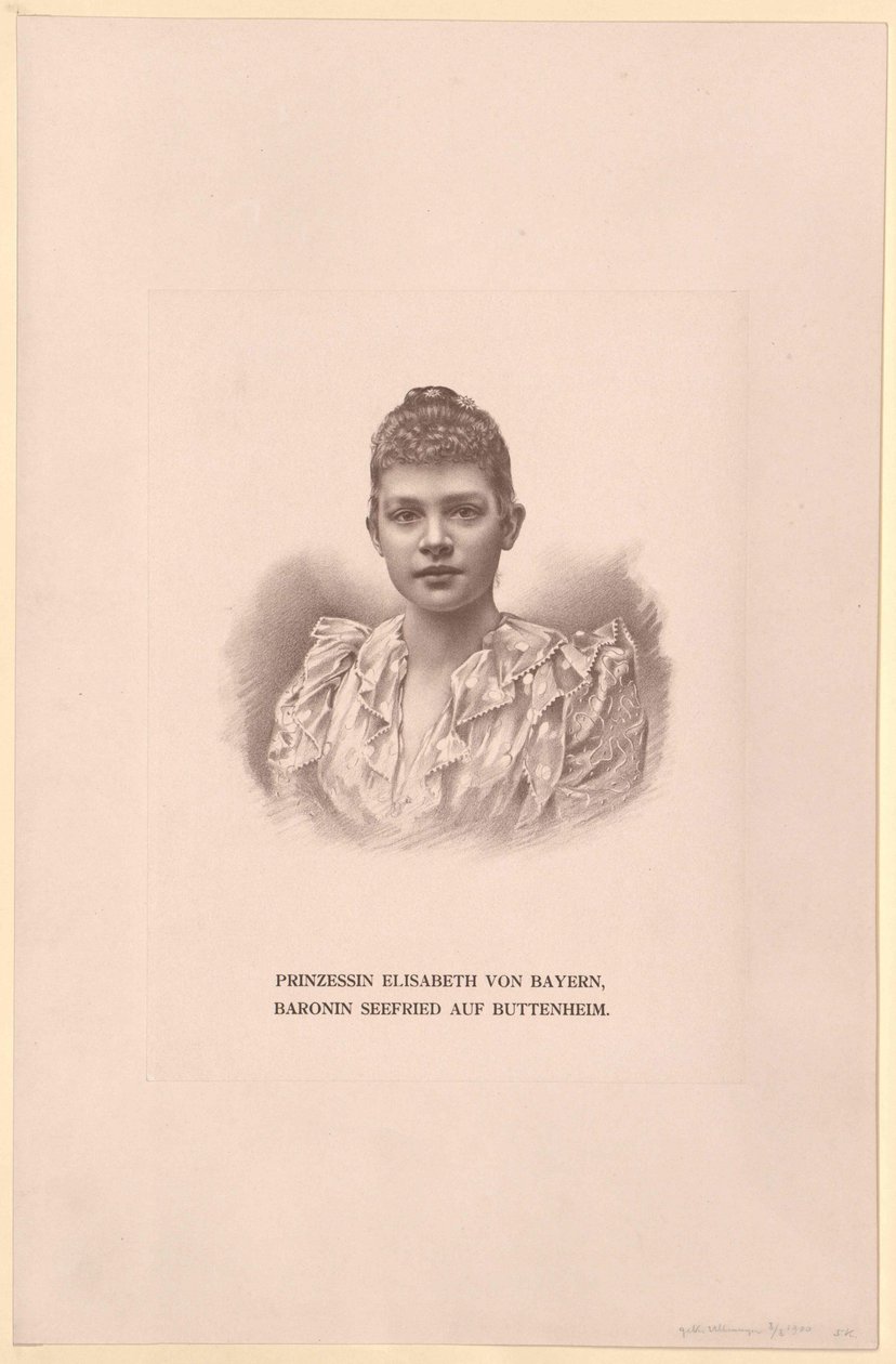 Baijerin prinsessa Elisabeth (tulosta) tekijältä Artist Unknown