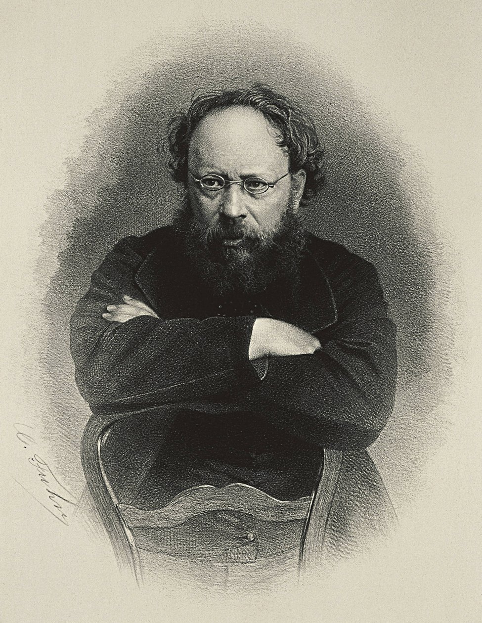 Proudhon, Pierre-Joseph (1809-1865). Ranskalainen sosialistinen teoreetikko ja taloustieteilijä. Litografia tekijältä Artist Unknown