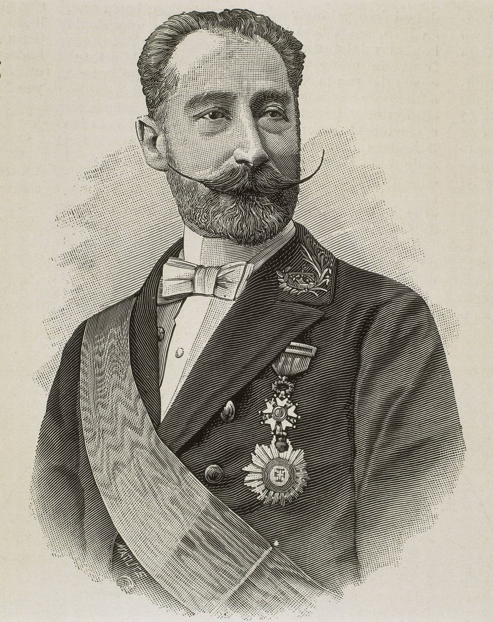 SALVADOR RODRIGANEZ, Amos (1845-1922). Espanjalainen poliitikko ja insinööri. Kaiverrus. tekijältä Artist Unknown