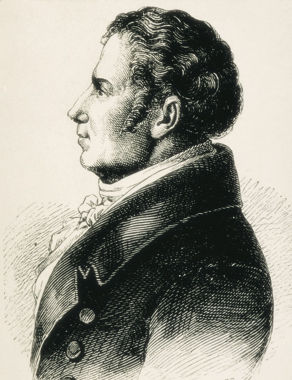 SCHLEGEL, August Wilhelm von (1767-1845). Romantiikan saksalainen teoreetikko. Etsaus tekijältä Artist Unknown