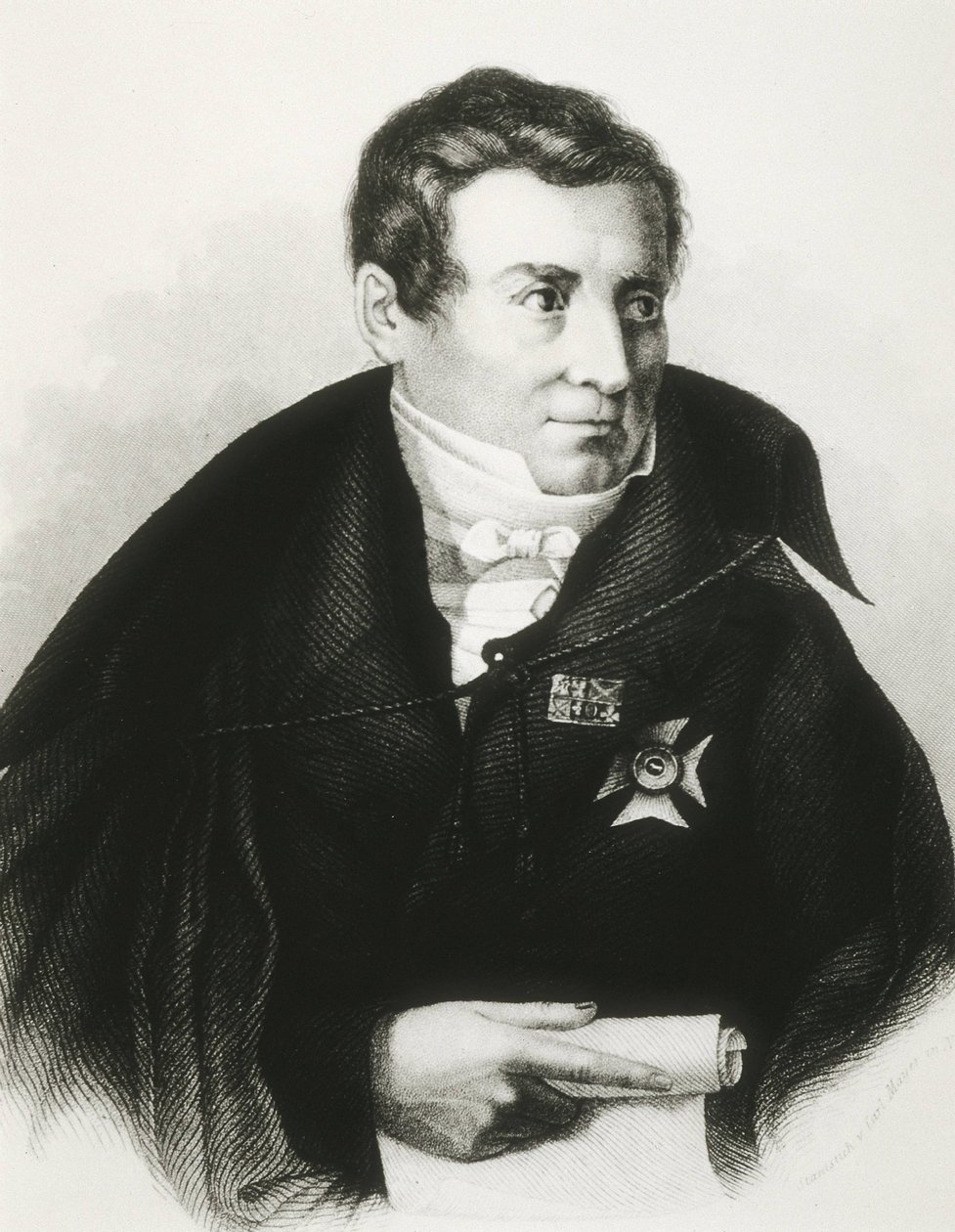SCHLEGEL, August Wilhelm von (1767-1845). Romantiikan saksalainen teoreetikko. Litografia. tekijältä Artist Unknown