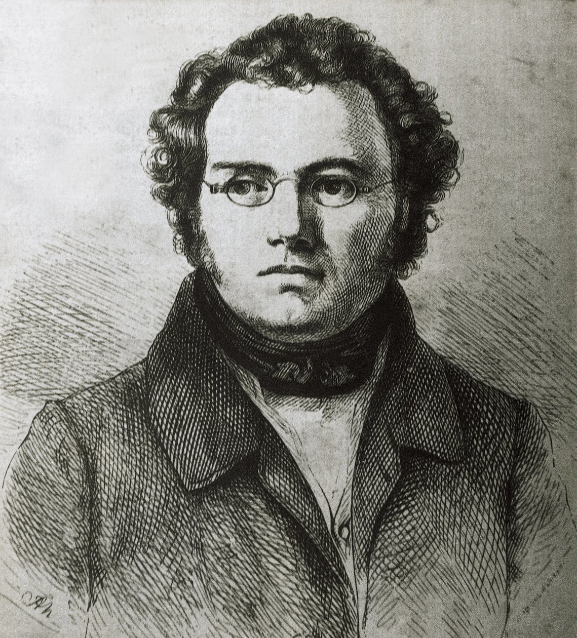 SCHUBERT, Franz (1797-1828). Itävaltalainen romanttinen säveltäjä. Etsaus. tekijältä Artist Unknown