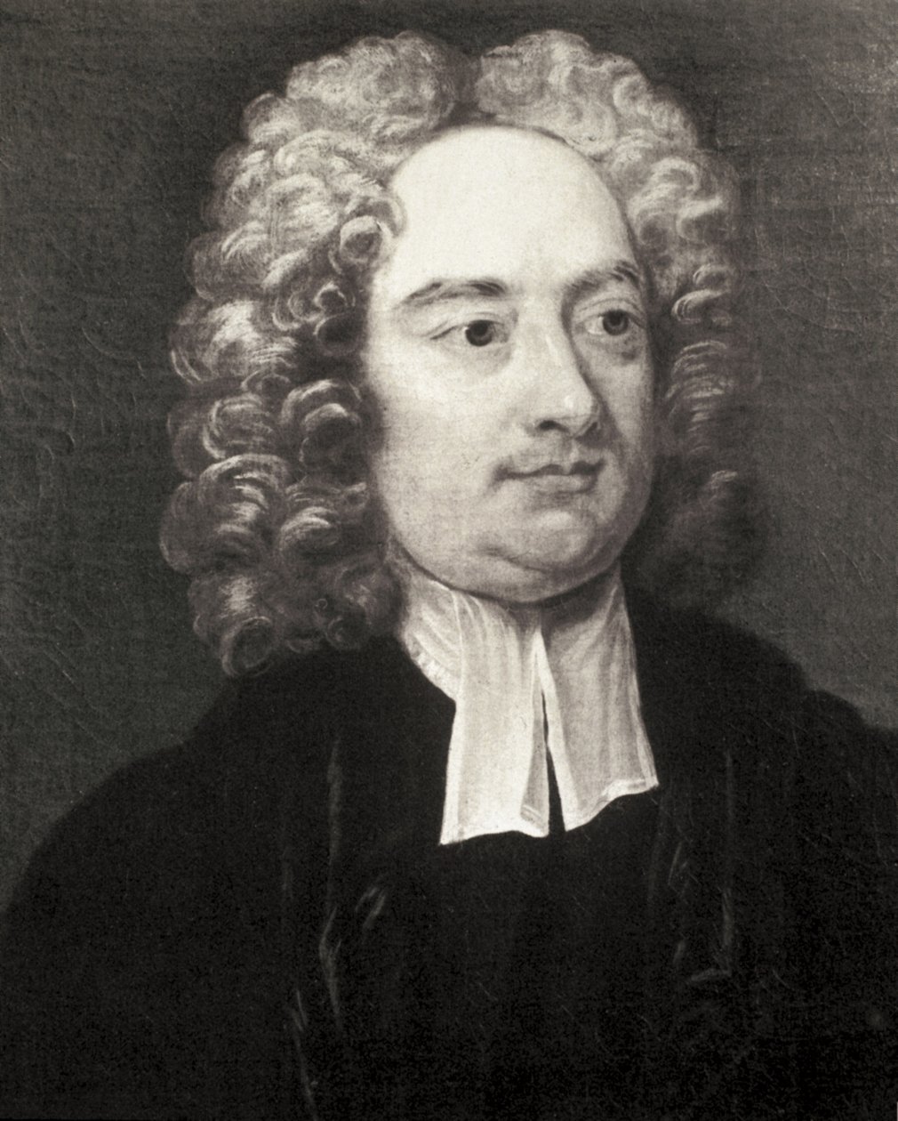 SWIFT, Jonathan (1667-1745). Irlantilainen pappi ja satiirikirjailija. Muotokuva Dublinin Pyhän Patrickin katedraalin dekaanina Charles Jervasin (1675-1739) maalauksen mukaan. Kaiverrus. Yksityiskokoelma. tekijältä Artist Unknown