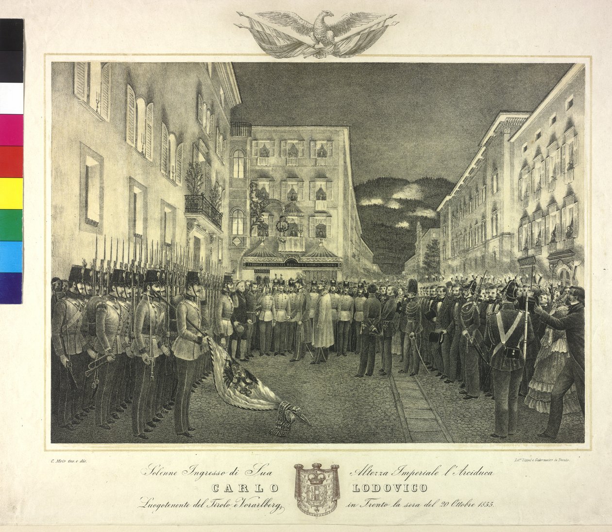 Arkkiherttua Karl Ludwigin juhlallinen vastaanotto Trentossa 20. lokakuuta 1855. tekijältä Artist Unknown