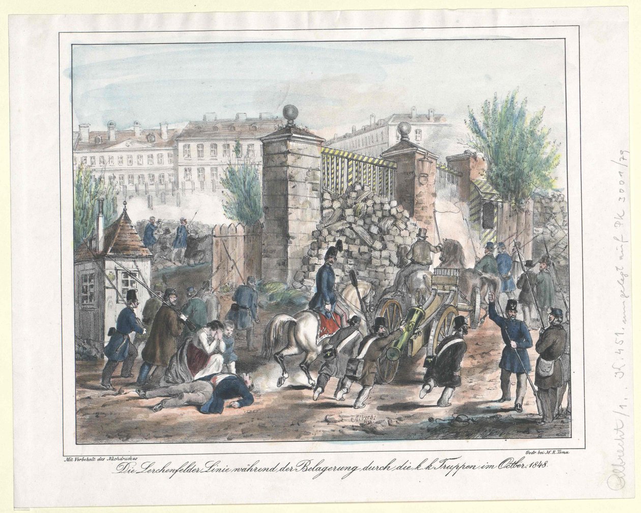 Lerchenfelderin linja k.k.-joukkojen piirityksen aikana lokakuussa 1848. tekijältä Artist Unknown