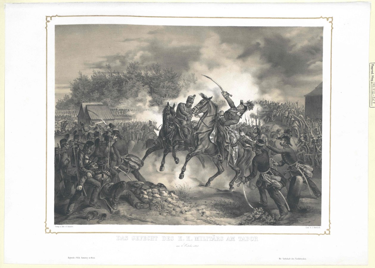 K. k. sotilasupseerien taistelu Taborissa 6. lokakuuta 1848. tekijältä Artist Unknown