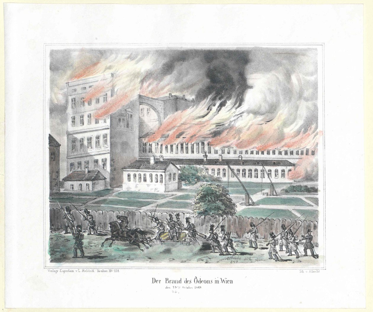 Wienin odeonin sytyttämispommi 28. lokakuuta 1848 tekijältä Artist Unknown