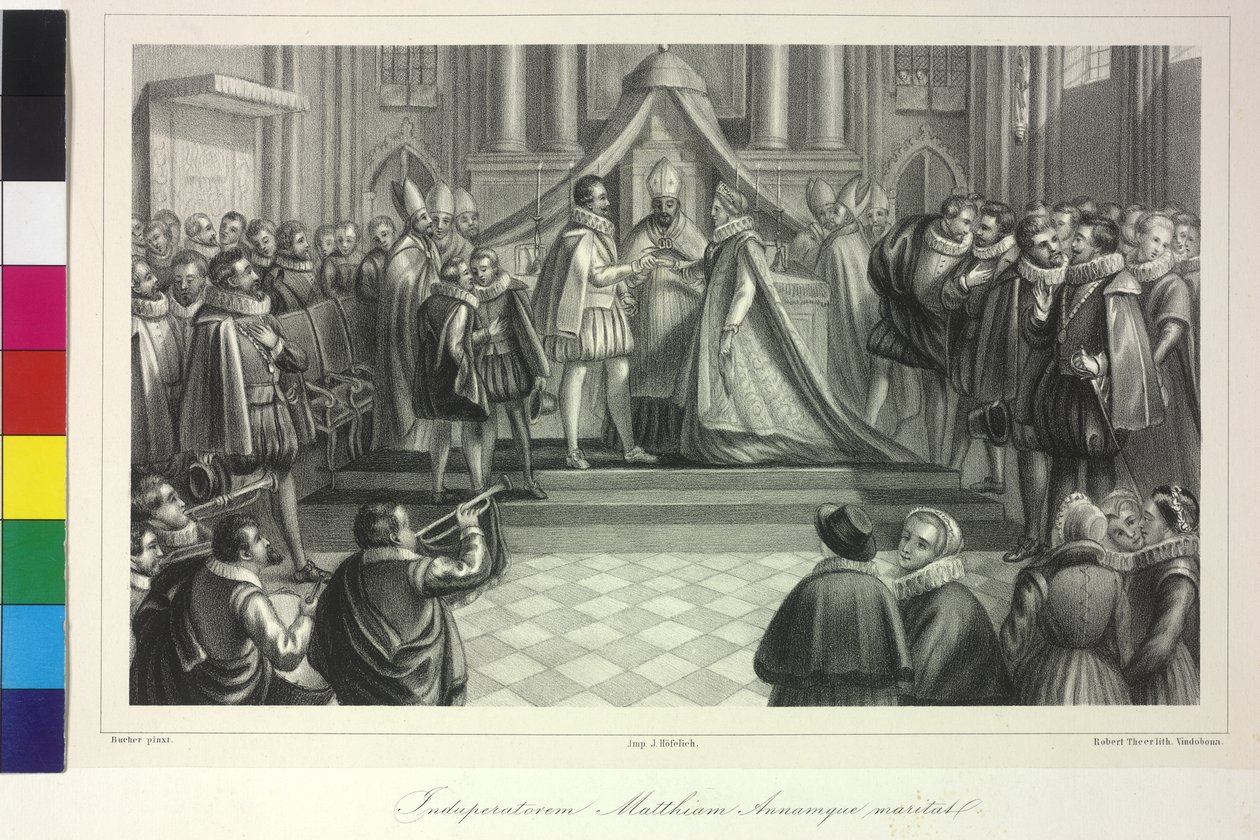 Kuningas Matteus I:n ja arkkiherttuatar Annan häät Dietrichsteinin kardinaali Franzin toimesta 4. joulukuuta 1611. tekijältä Artist Unknown