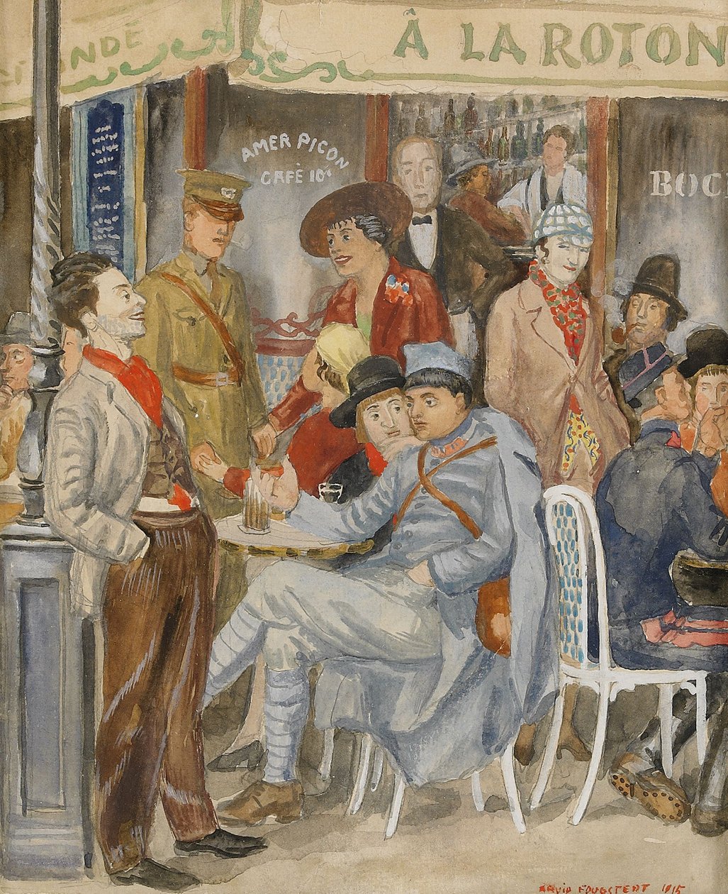 Café La Rotonde Moise Kisling lomien aikana, 1915. tekijältä Arvid Fougstedt