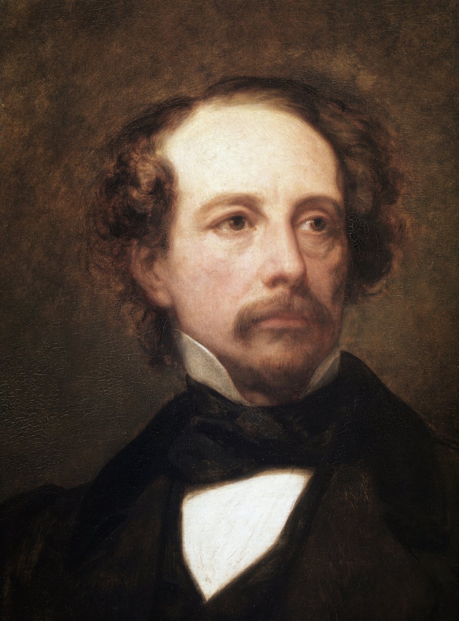 Muotokuva Charles Dickensistä, brittiläisestä kirjailijasta, yksityiskohta (öljy kankaalle tekijältä Ary Scheffer