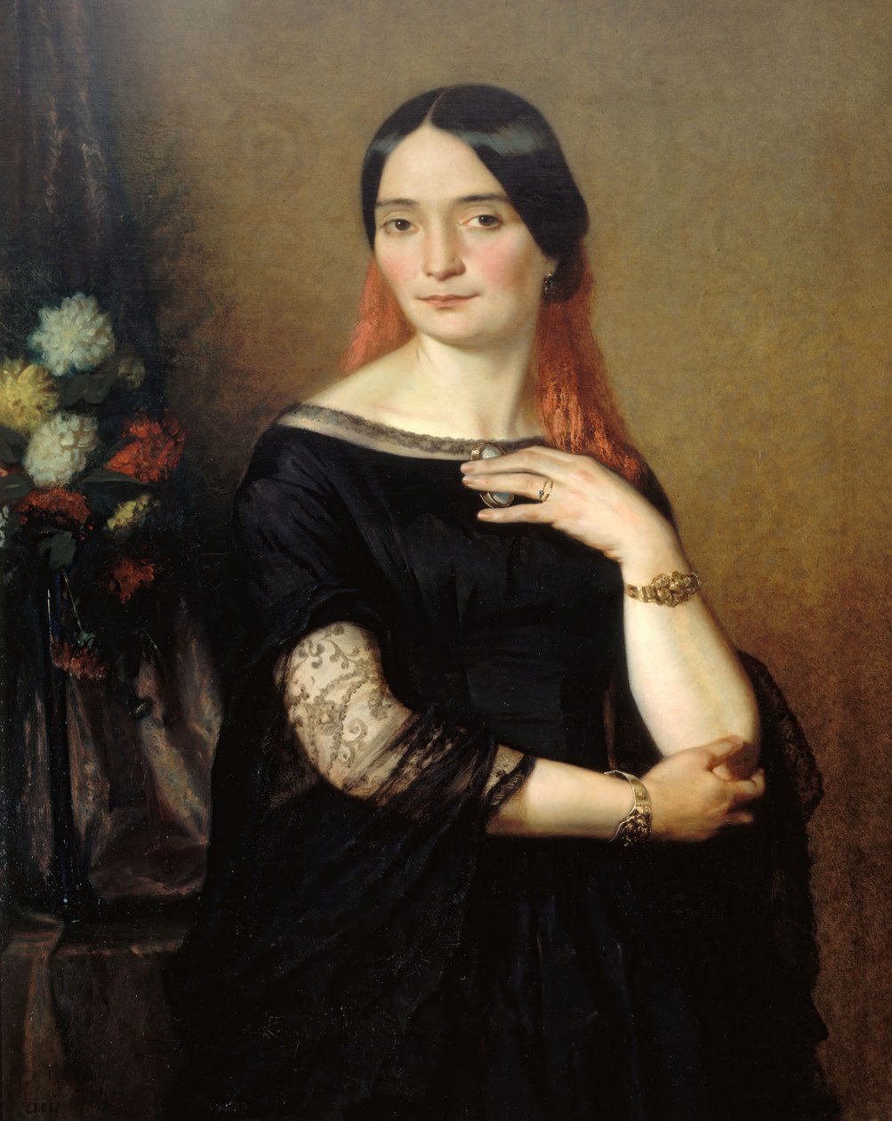 Näyttelijä Mademoiselle Mars Anne Francoise Hyppolyte Boutetin muotokuva 1779-1847. tekijältä Ary Scheffer