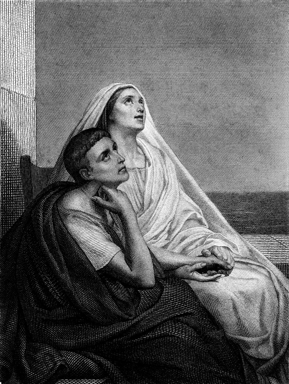 Saint Monique Saint Augustinin kanssa - Abbe Bougaudin Saint Moniquen historian etupuolella, Librairie Poussielgue 1866 tekijältä Ary Scheffer