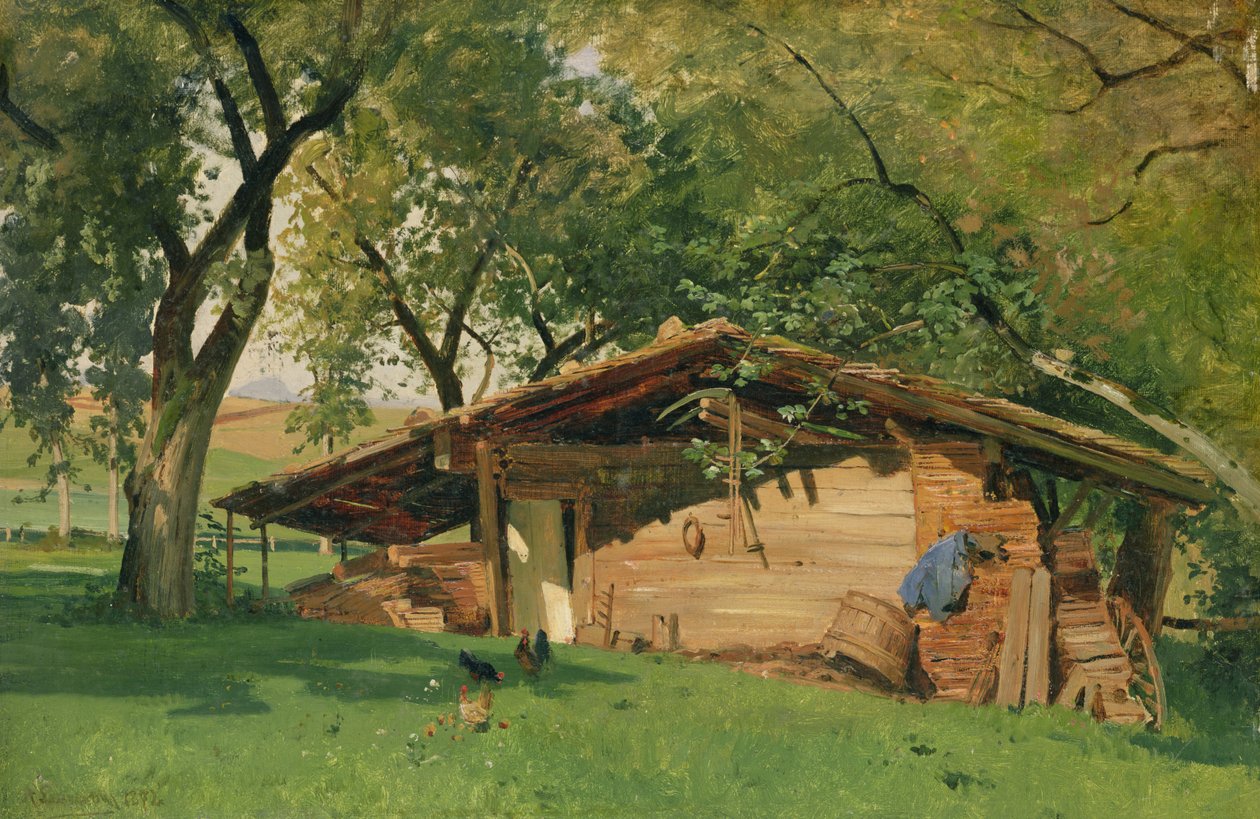 Tupa Chiemseen alueella, 1872 (öljy kortille) tekijältä Ascan Lutteroth
