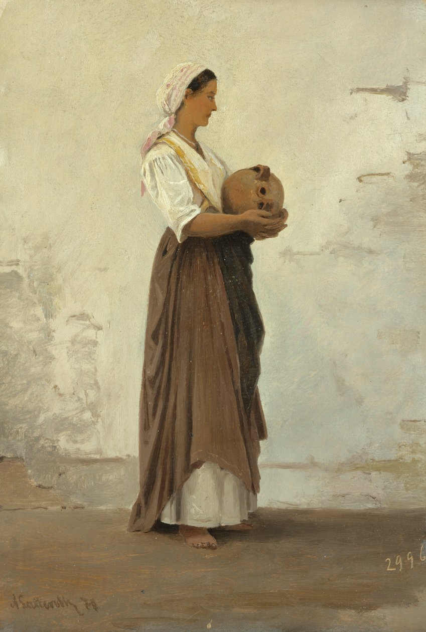 Tyttö Caprilta, 1871 (öljy paperille asetettu kartongille) tekijältä Ascan Lutteroth