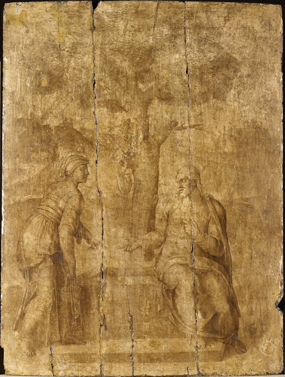 Kristus ja Samarian nainen tekijältä Ascribed to Michelangelo