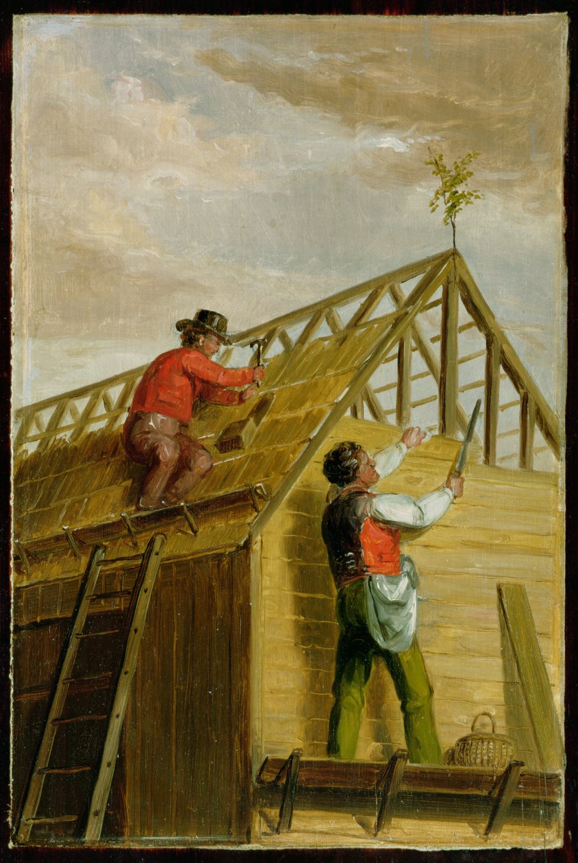 Barn Builders, 1836 (öljy puulle) tekijältä Asher Brown Durand