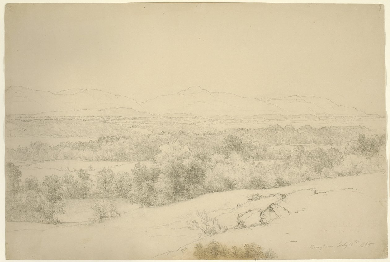 Maisema, Barrytown, New York, 1865 (grafiitti ruskealla paperilla) tekijältä Asher Brown Durand