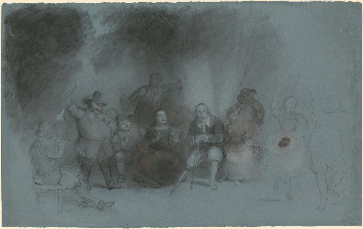 Tutkimus "Dance on the Battery in Presence of Peter Stuyvesant" tekijältä Asher Brown Durand