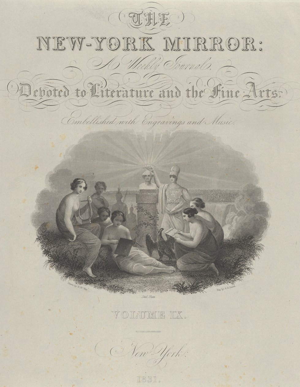 Otsikko: The New York Mirror, A Weekly Journal, Devoted to Literature and Fine Arts..., 1831. tekijältä Asher Brown Durand