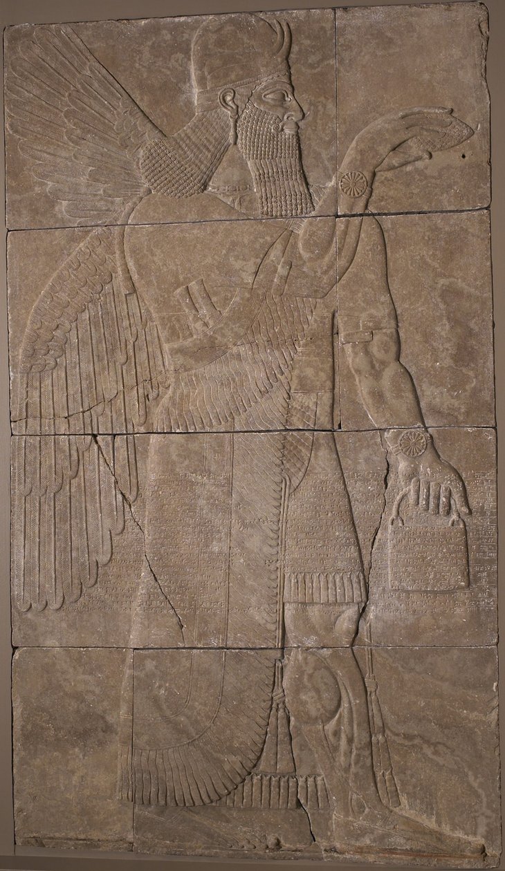 Relief with Winged Genius, 883-59 eKr. (alabasteri) tekijältä Assyrian