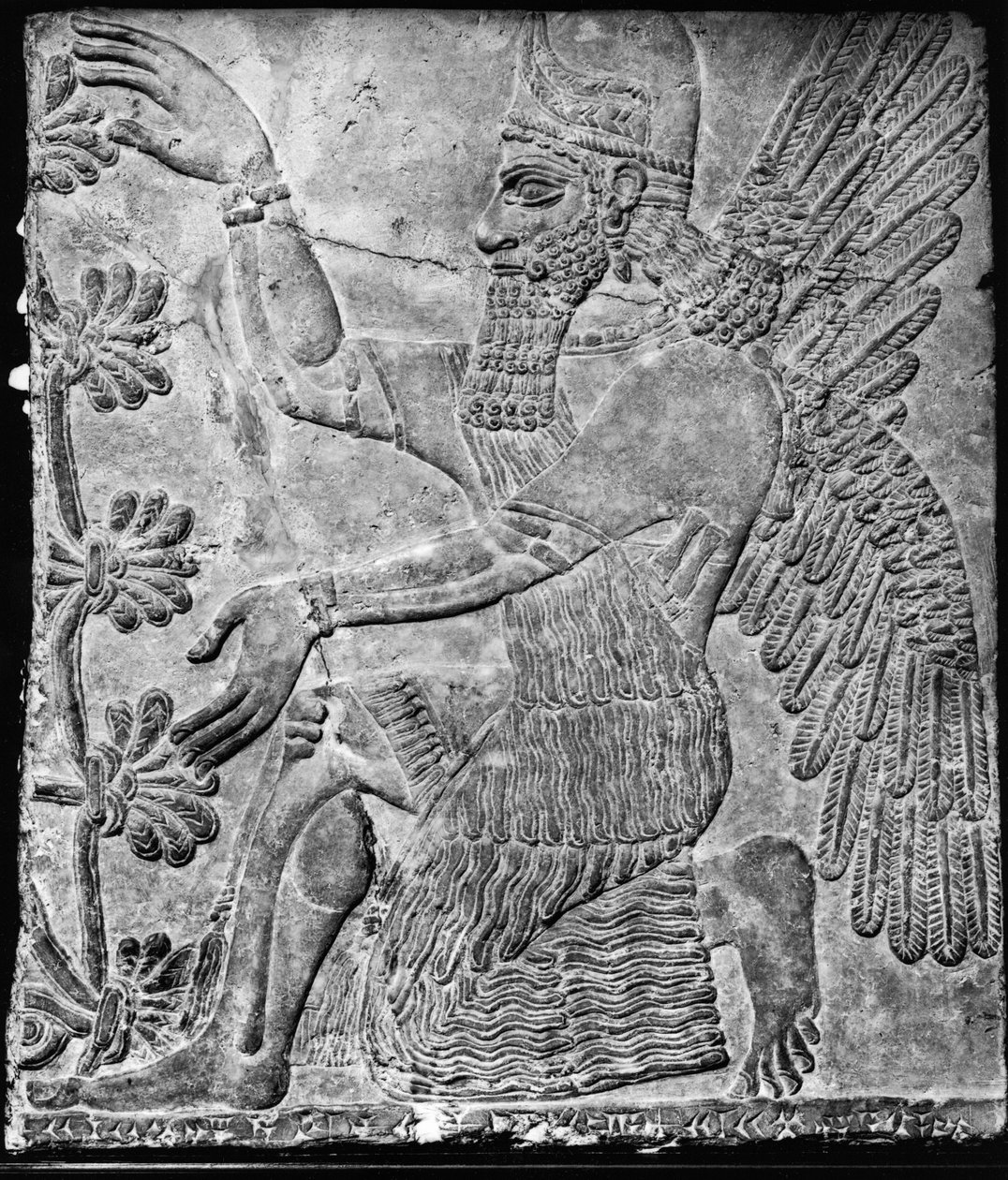 Siivekäs Genie palvomassa pyhää puuta, Nimrudin palatsista tekijältä Assyrian