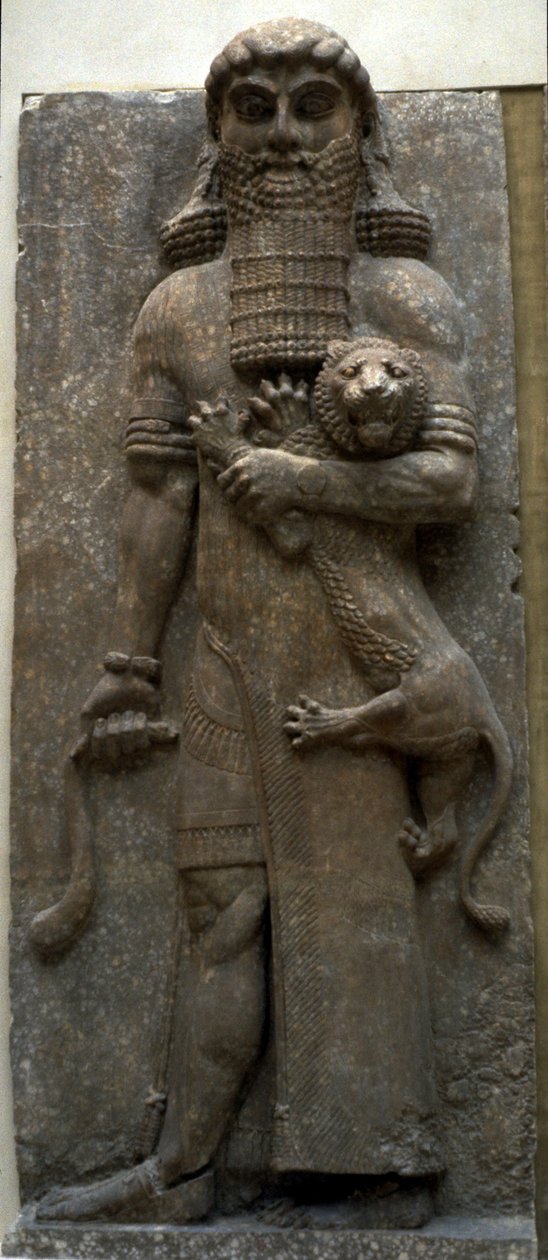 Sankari Gilgamesh hallitsee leijonaa, 722-705 eaa tekijältä Assyrian