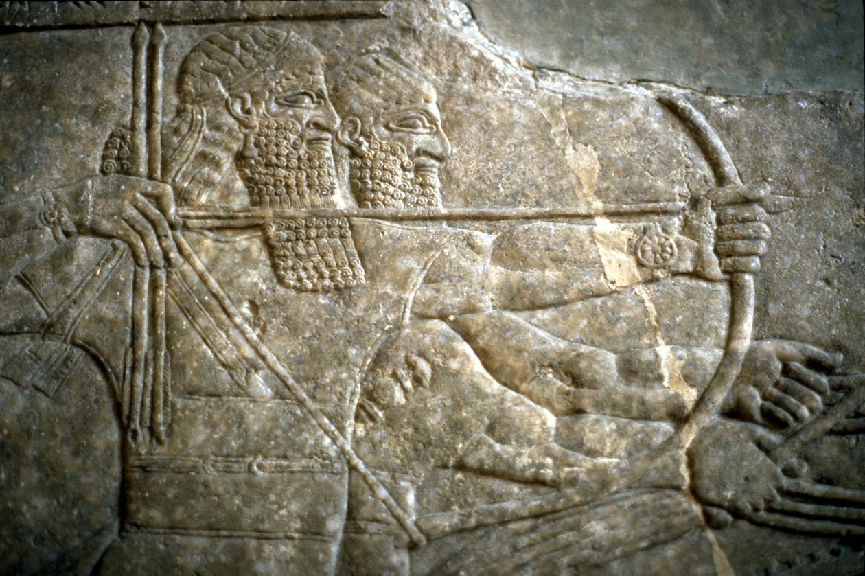 Kuningas Ashurnasirpal II kuninkaallisen leijonanmetsästyksen aikana, 650-620 eaa tekijältä Assyrian