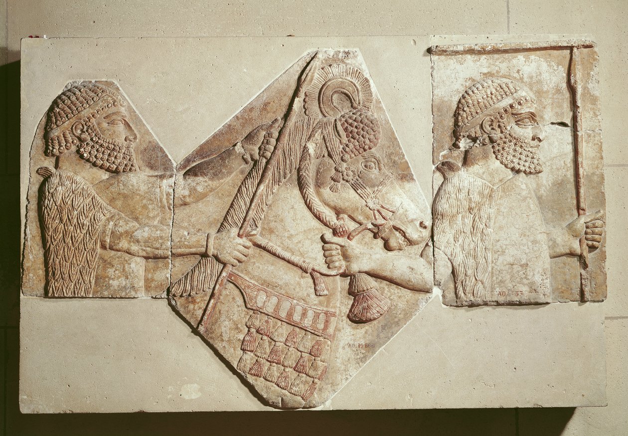 Fragmentti keskimääräisiä sivujokia kuvaavasta reliefistä tekijältä Assyrian School