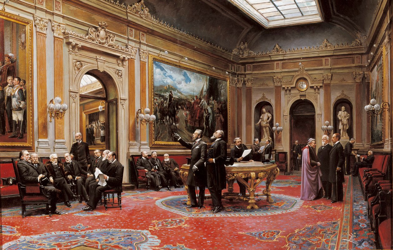 Senaatin konferenssisali maaliskuussa 1904 tekijältä Asterio Mañanós Martínez