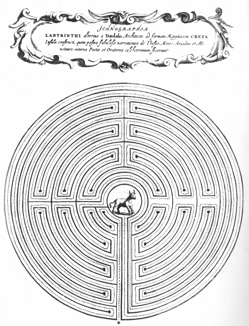 Dedaluksen labyrintti Minotauruksen sulkemiseksi - Athanasi kircheri S.J:n "" Turris Babel" -kirjassa, Amsterdam tekijältä Athanasius Kircher