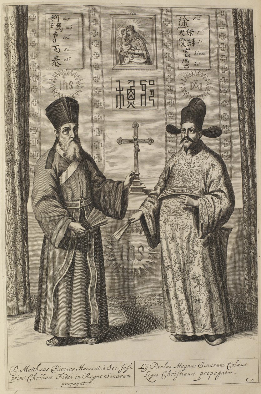 Matteo Ricci ja Xu Guangqi. Athanasius Kirchers China Illustratasta, 1667 tekijältä Athanasius Kircher