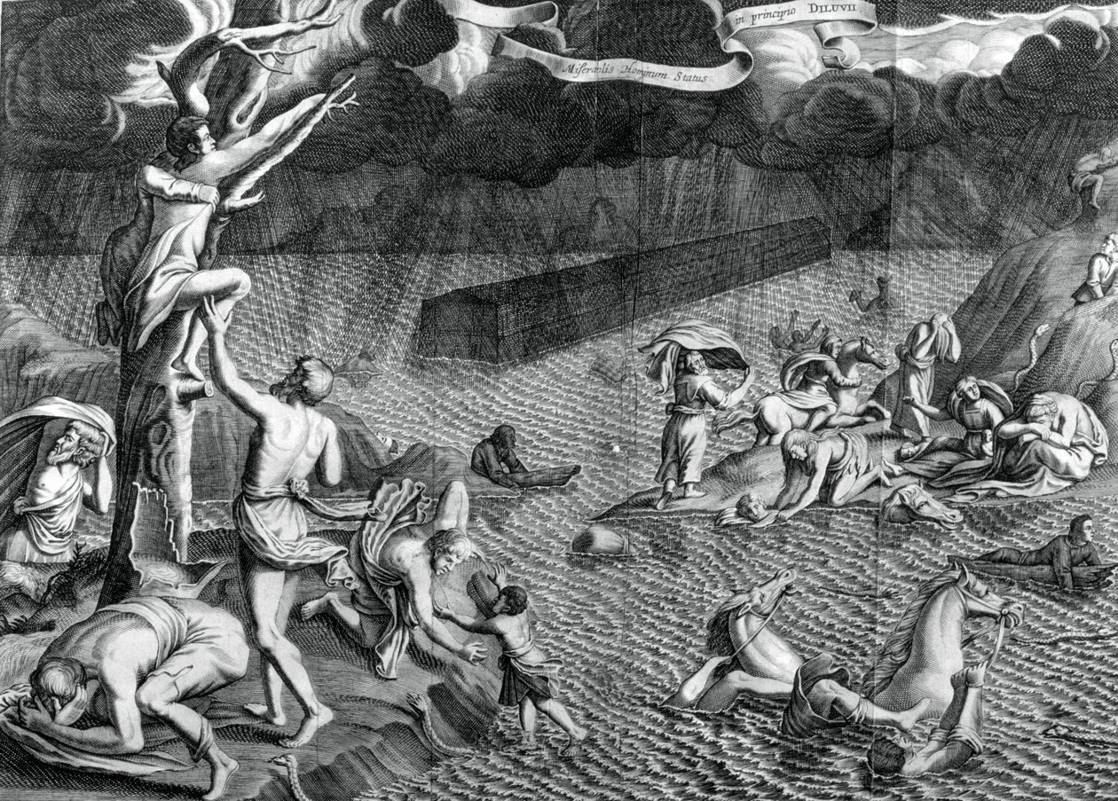 Vedenpaisumuskohtaus, 1675 tekijältä Athanasius Kircher