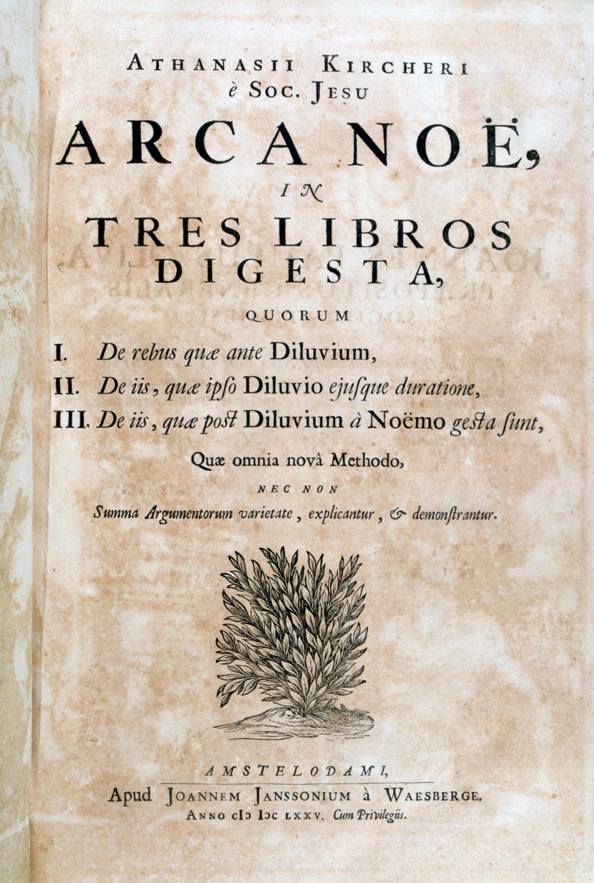 Arca Noen nimilehti, 1675 tekijältä Athanasius Kircher