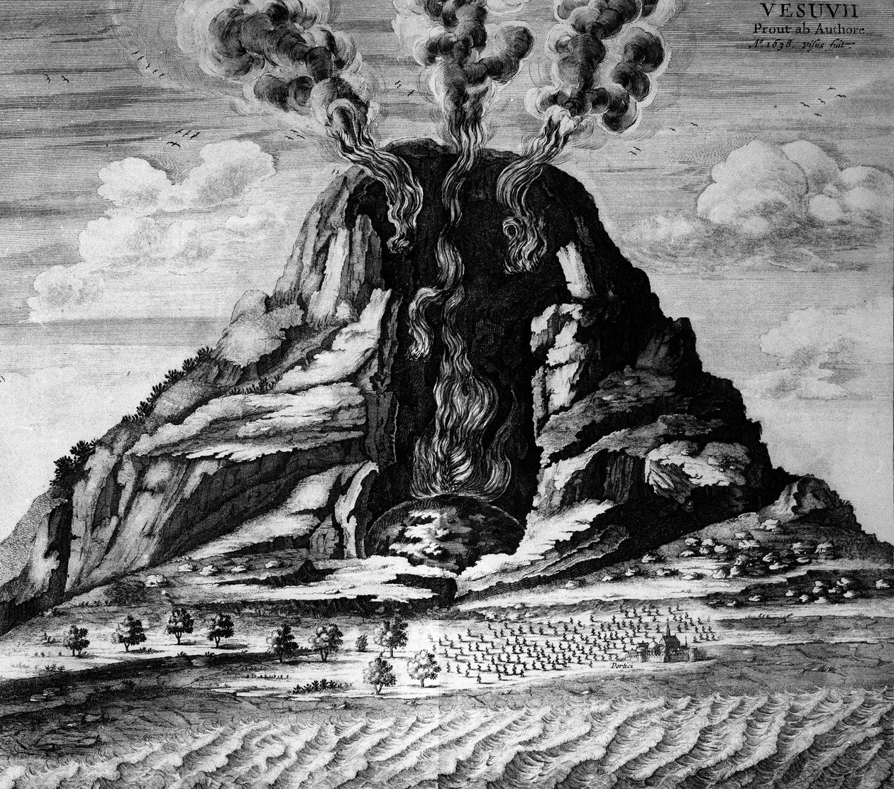 Vesuviuksen tulivuori - Athanasi Kircherin "" Underground World" -kirjassa tekijältä Athanasius Kircher