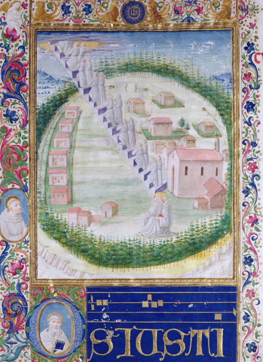 Pyhän Romauldin unelma (n. 951-1027) n. 1502 tekijältä Attavante di Gabriello di Vanti di Bartolo