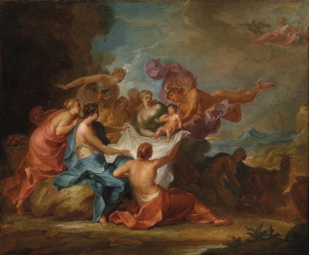 Allegorie auf die Erziehung des Jupiterknaben bei den Nymphen des Gebirges Ida tekijältä Abraham Jansz. van Diepenbeeck
