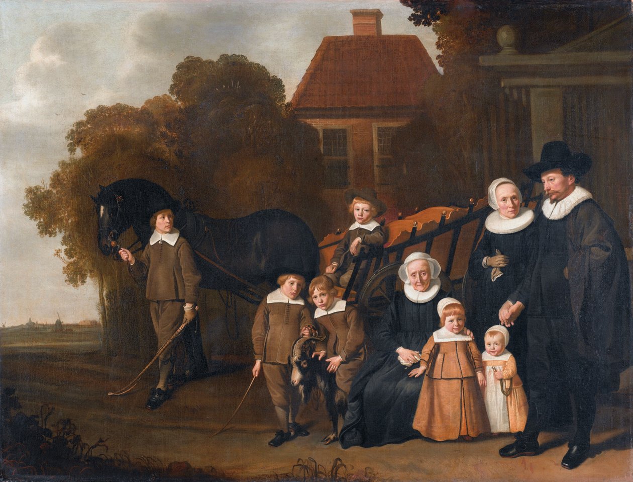 Muotokuva Meebeeck Cruywagen -perheestä lähellä kotikorttiaan Uitwegin lähellä Amsterdamissa tekijältä Jacob van Loo  