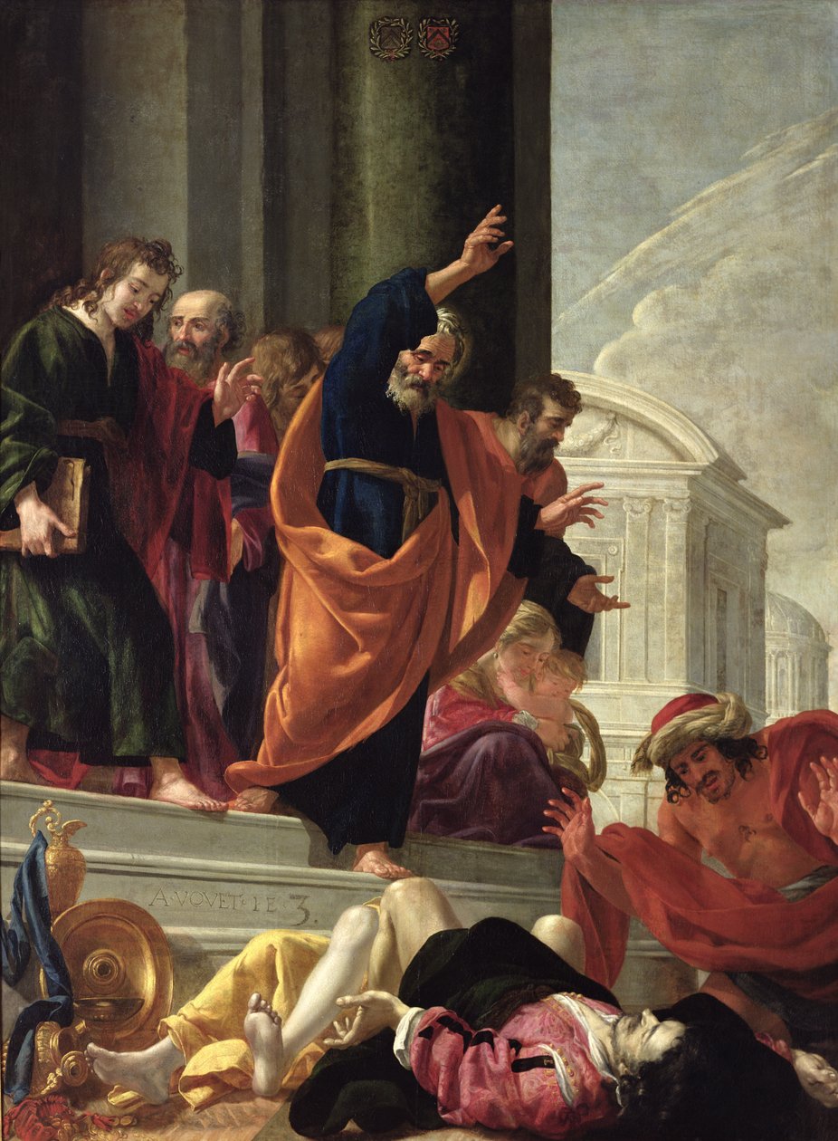 Sapphiran ja Ananiaksen kuolema, noin 1632. tekijältä Aubin Vouet