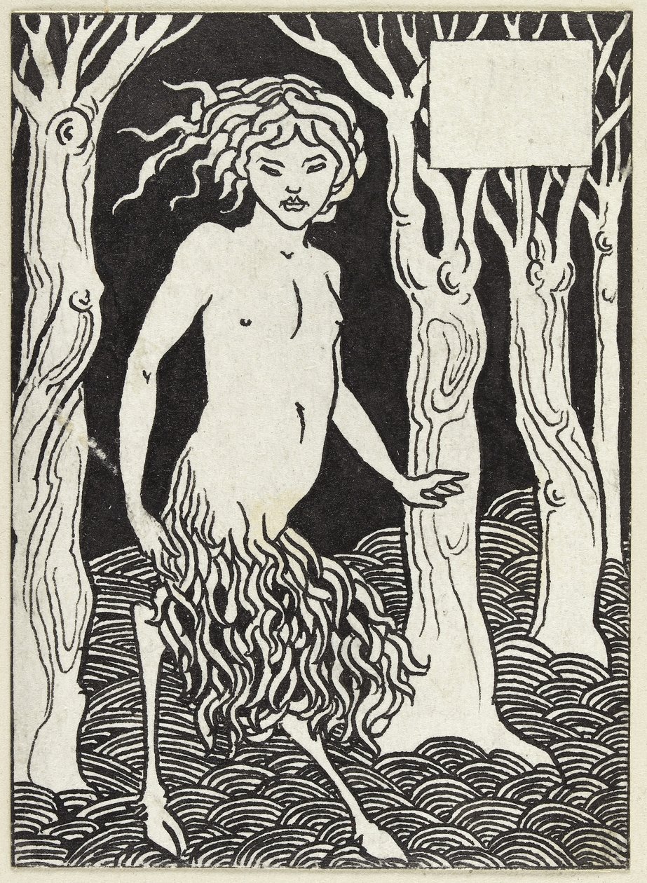 Faun (kynä ja musta muste valkoiselle paperille) tekijältä Aubrey Beardsley