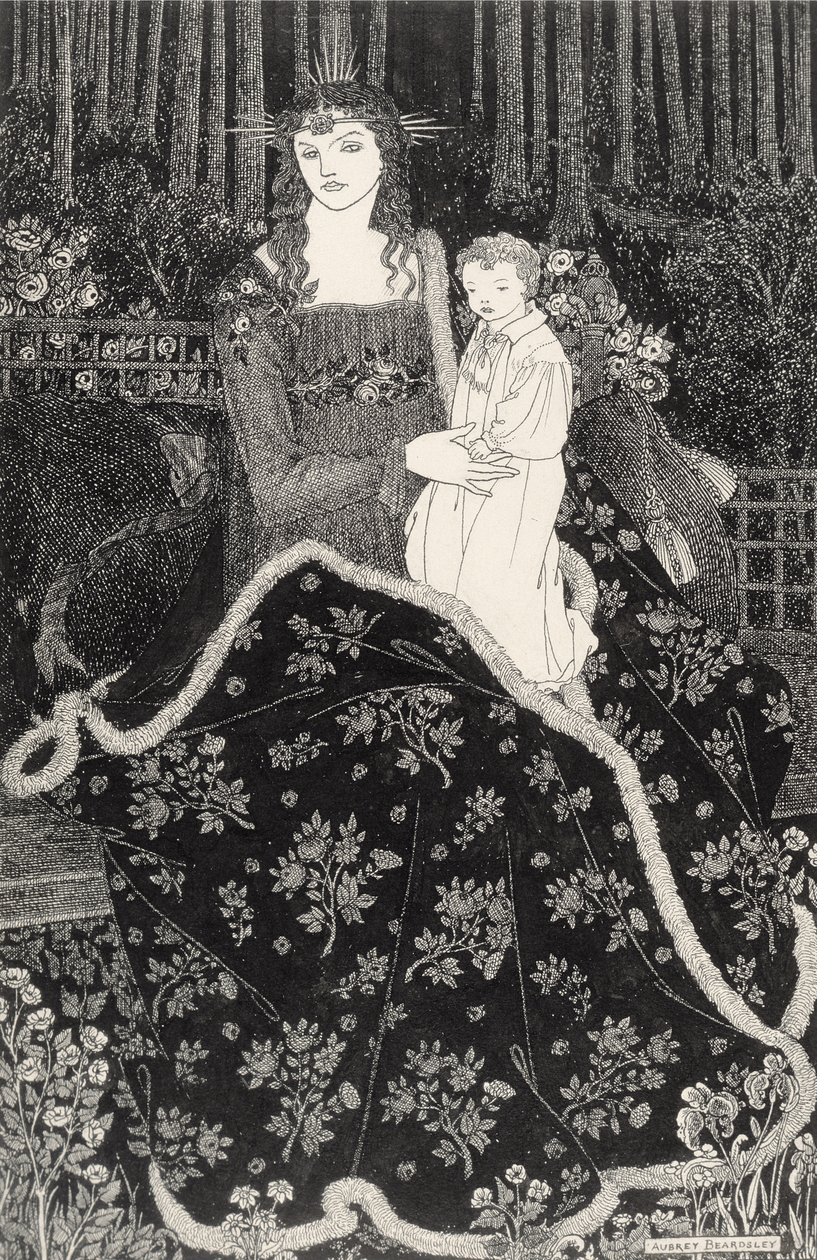 Suuri joulukortti, 1895 (viivapainatus) tekijältä Aubrey Beardsley