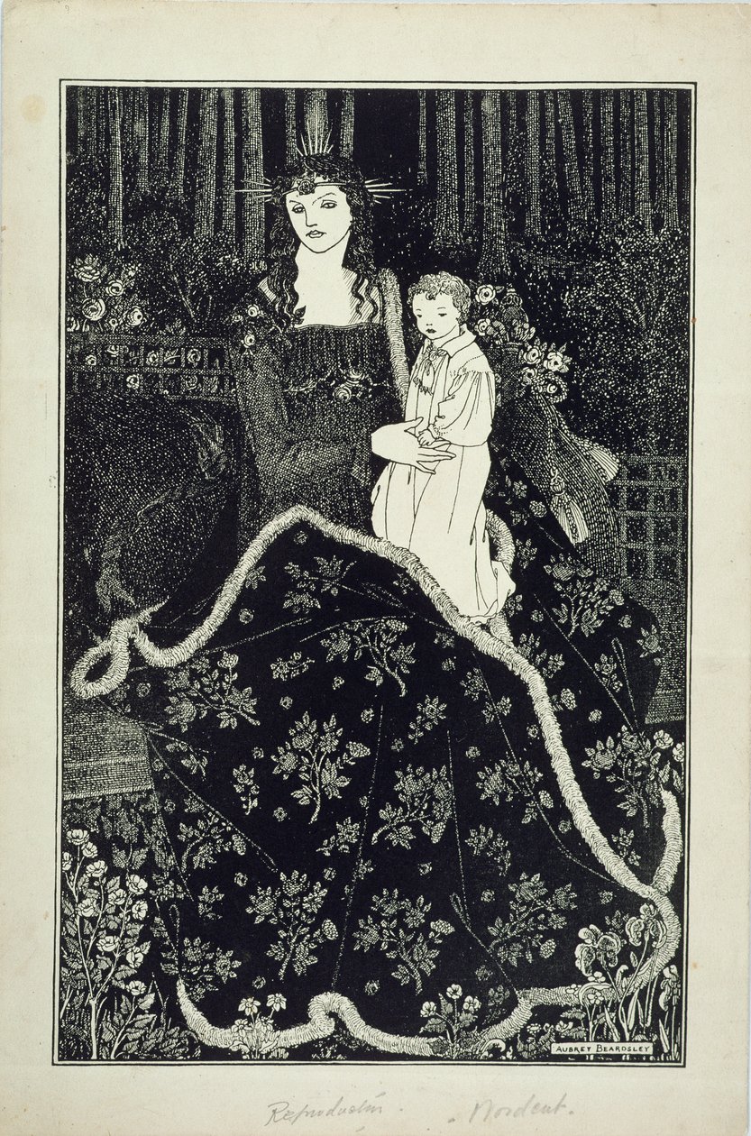 Suuri joulukortti, 1895 (viivapainatus) tekijältä Aubrey Beardsley