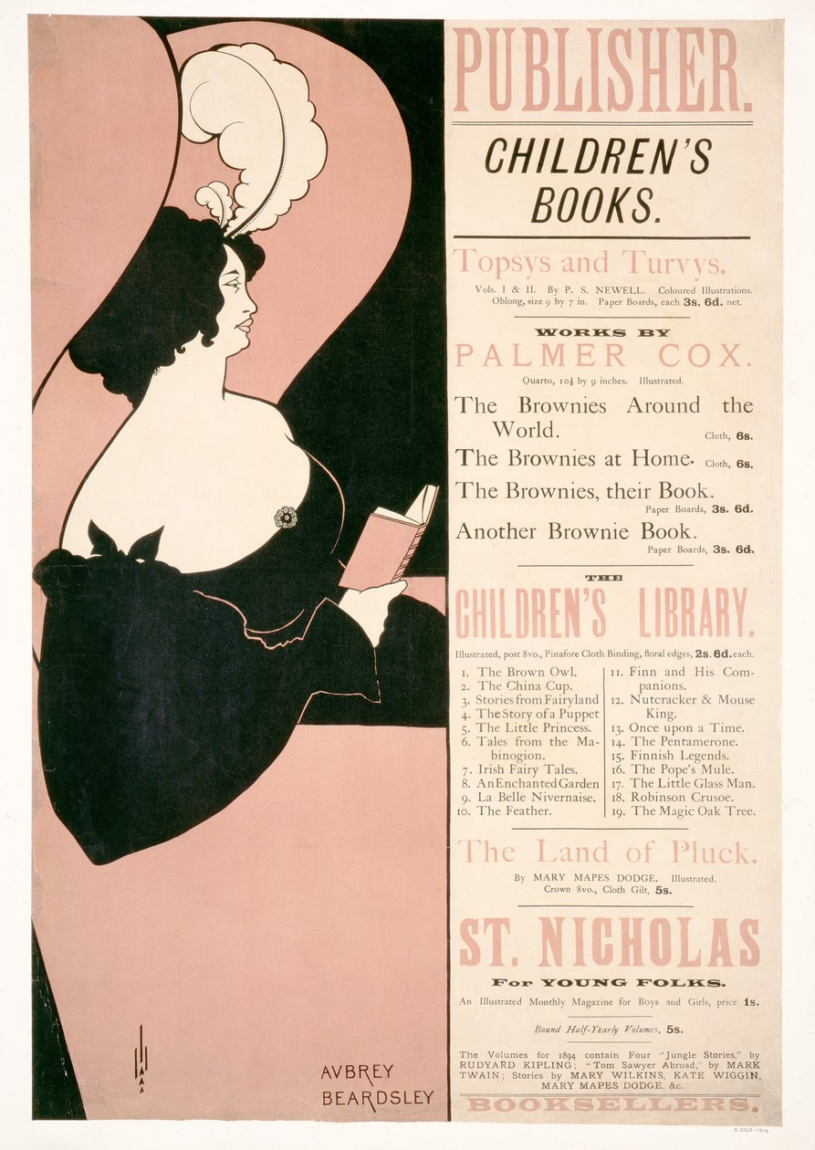 Lastenkirjojen mainos, 1894 tekijältä Aubrey Beardsley