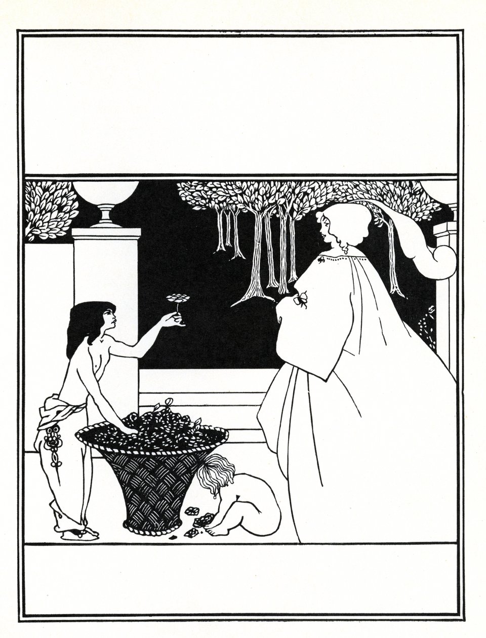 Suunnittelu (käyttämätön) The Yellow Bookin IV osan kannelle, 1899 tekijältä Aubrey Beardsley