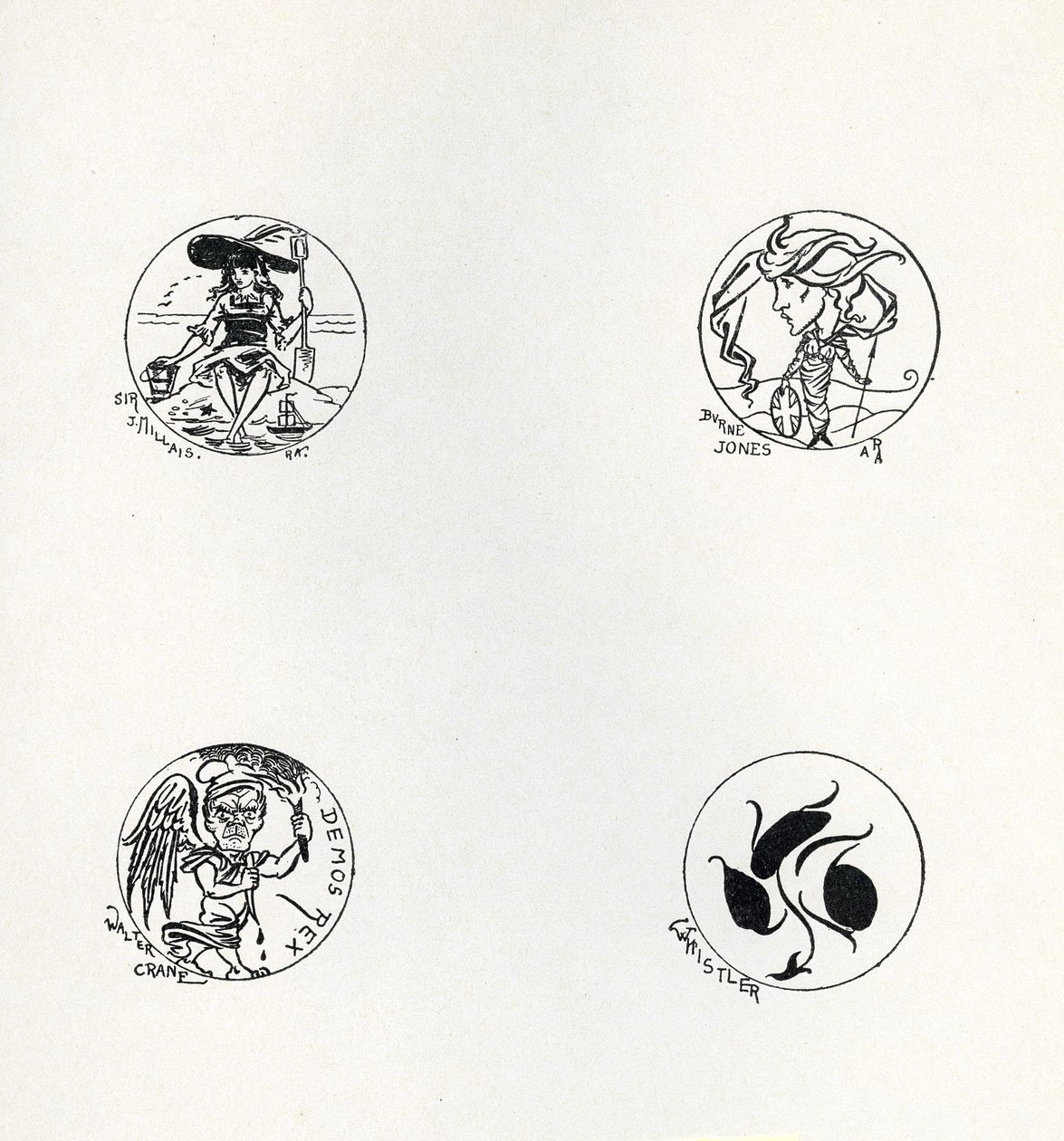 Neljä mallia uuteen kolikkoon, 1893 tekijältä Aubrey Beardsley