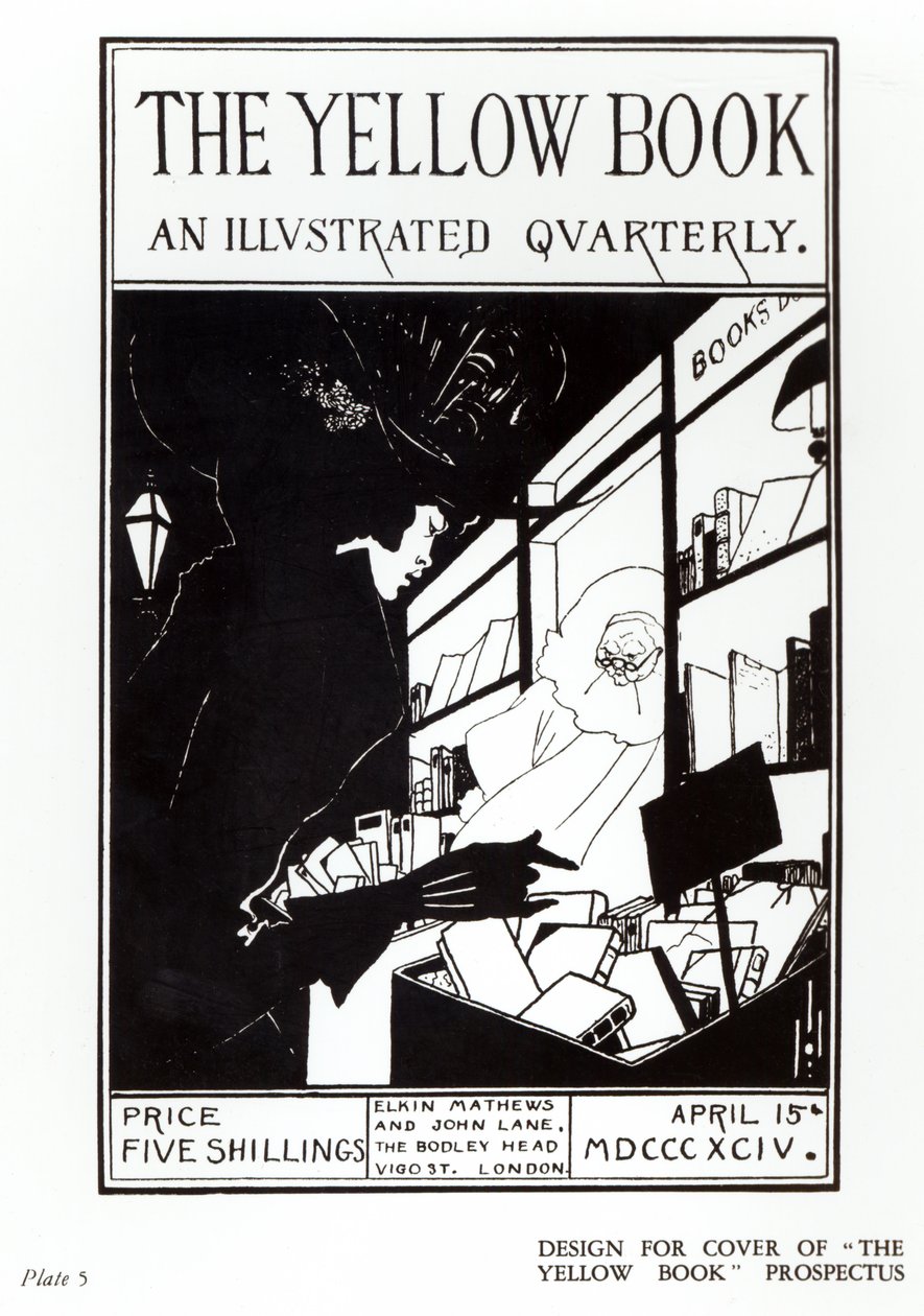 Keltaisen kirjan esitteen etukansi, 1894 tekijältä Aubrey Beardsley